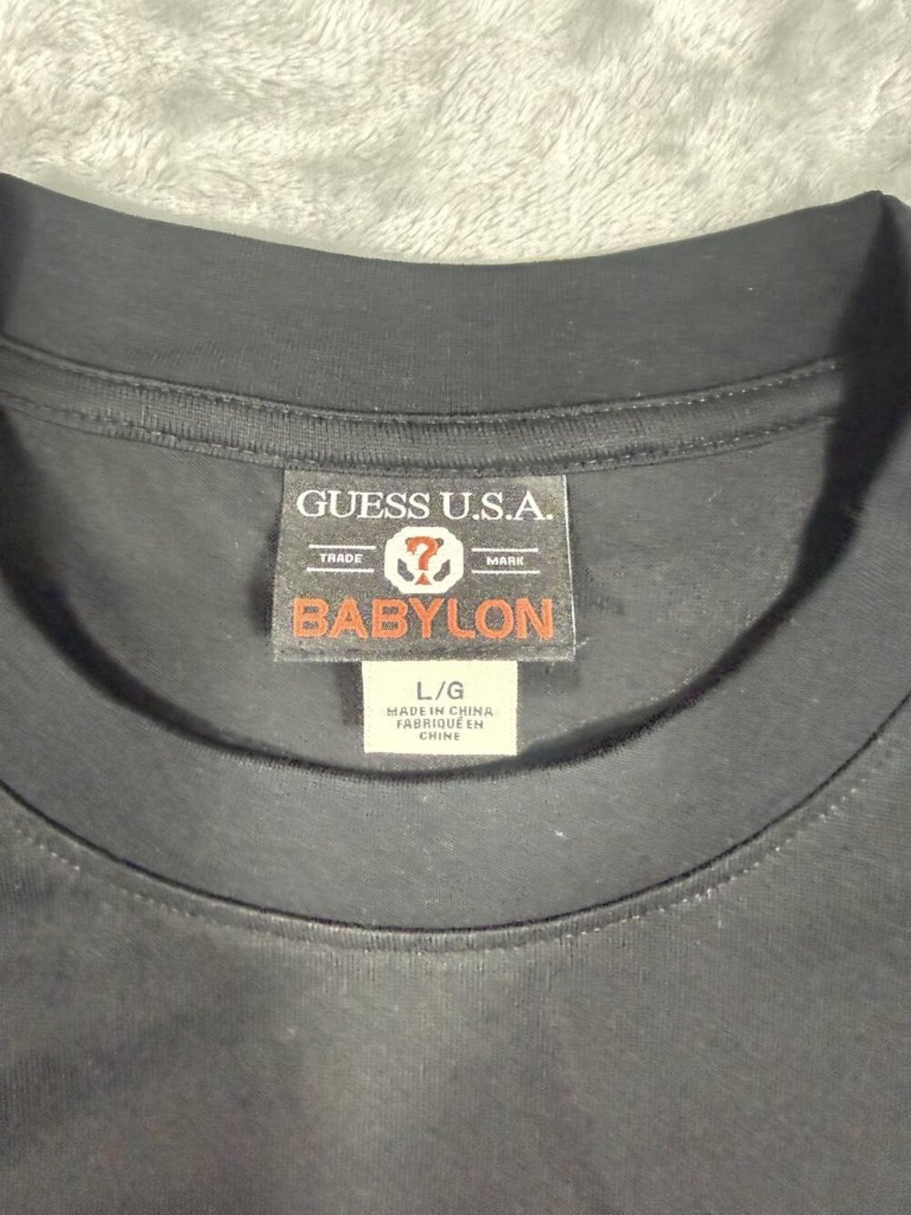 New Guess X Babylon Shirt Men's Large Black Checker Logo Graphic Tee Streetwear - Picture 4 of 14